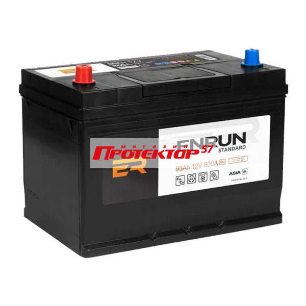 Аккумулятор ENRUN JIS Standart 95 А/ч L+ Прямая полярность EN820A 303x175x228 Выносные