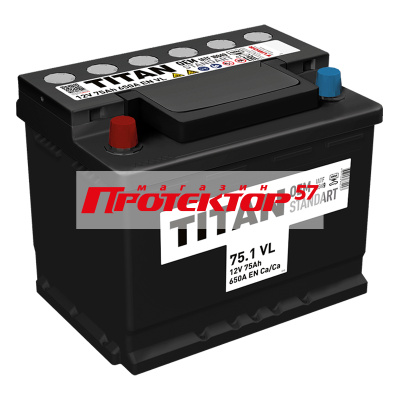 Аккумулятор TITAN Standart 75 А/ч L+ прямая EN650A 276x175x190 Стандартные
