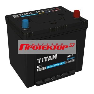 Аккумулятор TITAN ASIA 60 А/ч R+ обратная EN510A 230x173x225 Выносные