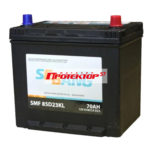 Аккумулятор SEBANG JIS 70 А/ч R+ Обратная полярность EN610A 232x175x225 Выносные