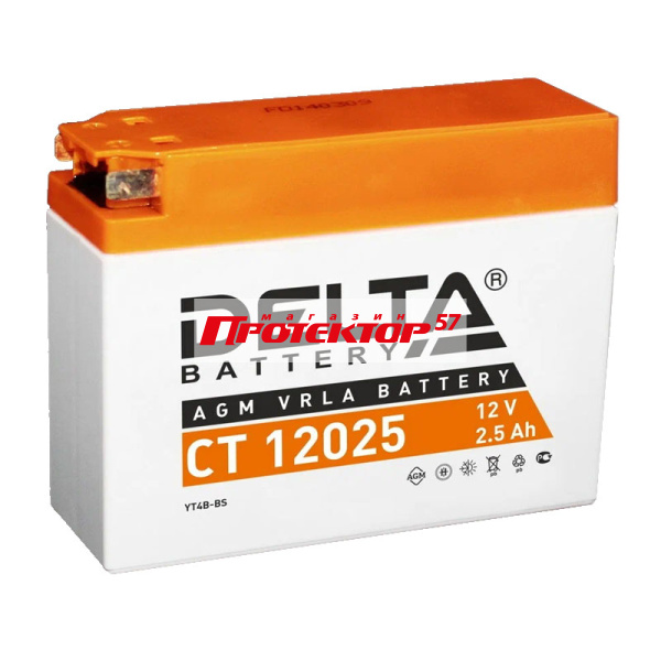 Аккумулятор DELTA Battery AGM 2 А/ч R+ обратный EN40A 114x39x87 Болтовые мото