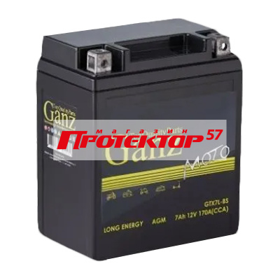 Аккумулятор GANZ 7 А/ч R+ обратная EN170A 114x71x131 болтовые мото Болтовые мото