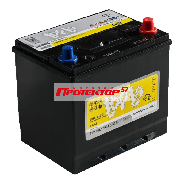 Аккумулятор TOPLA EFB Stop&Go 65 А/ч R+ Обратная полярность EN600A 230x173x220 Стандартные