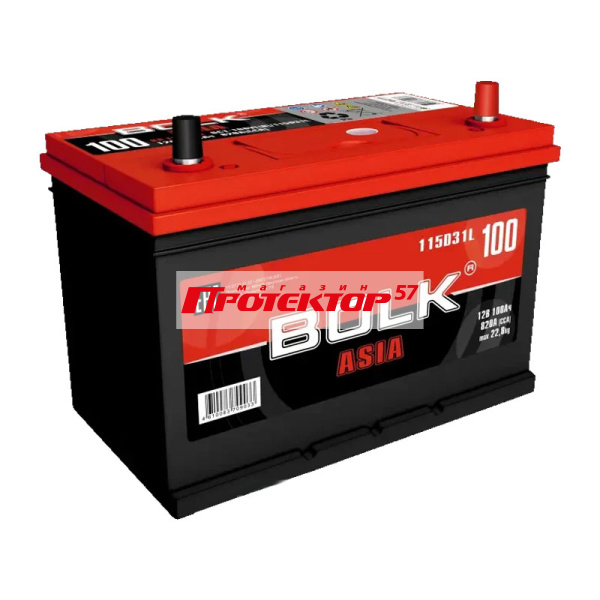 Аккумулятор BOLK ASIA 100 А/ч R+ Обратная полярность EN820A 306x175x225 Выносные