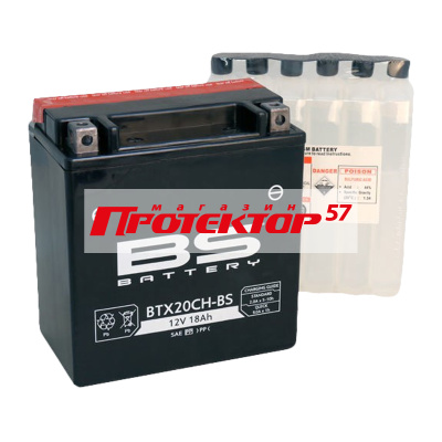 Аккумулятор BS-Battery BTX20CH-BS 18 А/ч R+ Обратная EN270A 155x175x87 Болтовые мото