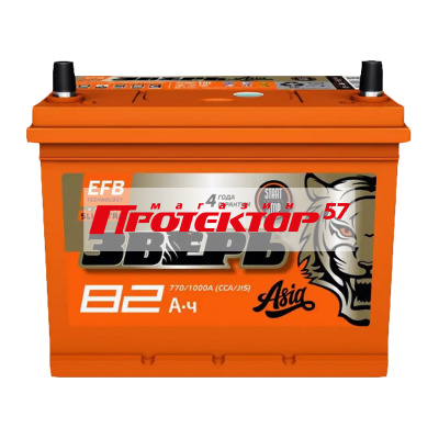 Аккумулятор ЗВЕРЬ EFB 82 А/ч R+ обратная EN770A 260x175x225 Выносные
