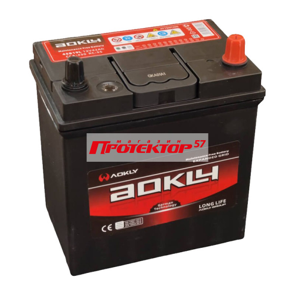 Аккумулятор AOKLY ASIA 36 А/ч R+ Обратная EN430А 195x127x220 Тонкие вынос