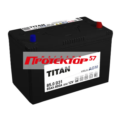 Аккумулятор TITAN AGM D31 85 А/ч R+ обратная EN800A 305x175x223  Стандартные
