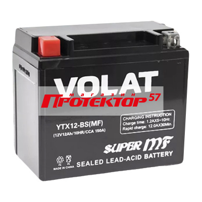 Аккумулятор VOLAT 12 А/ч L+ прямая EN150A 150x87x130 Болтовые мото