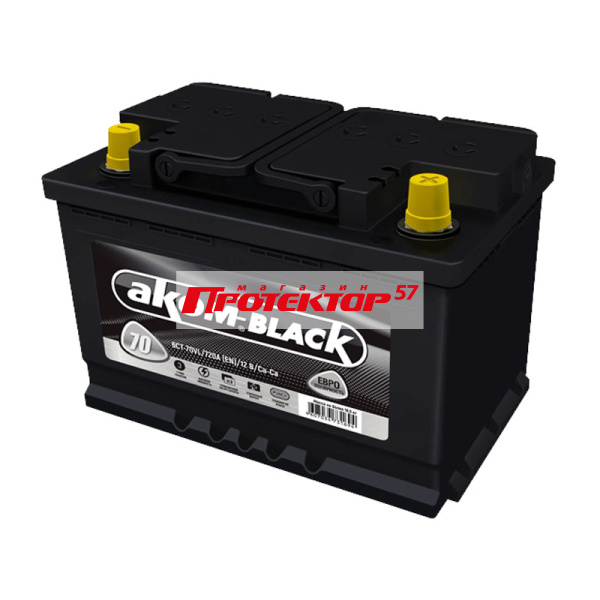 Аккумулятор AKOM BLACK 70 А/ч R+ Обратная полярность EN720A 278x175x190 Стандартные