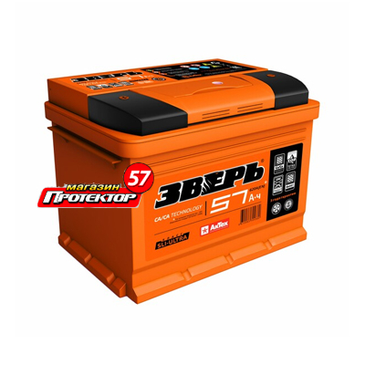 Аккумулятор ЗВЕРЬ 57 А/ч R+ обратная EN550A 242x175x190 Стандартные