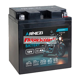 Аккумулятор ARNEZI AGM 30 А/ч R+ Обратная полярность EN360A 165x127x176 Болтовое мото