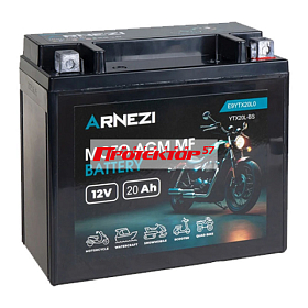 Аккумулятор ARNEZI AGM 20 А/ч R+ Обратная полярность EN240A 175x87x156 Болтовое мото