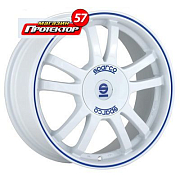 Диск 7.5x17 5x108 ET45 D73.1 Rasing Sparco Rally White + Blue Lip