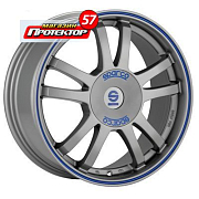 Диск 7x16 4x108 ET25 D73.1 Rasing Sparco Rally Matt Silver Tech blue lip