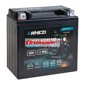 Аккумулятор ARNEZI AGM 14 А/ч L+ Прямая полярность EN170A 150x86x146 Болтовое мото