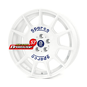 Диск 7x16 5x112 ET48 D73.1 Rasing Sparco Terra White + Blue Lettering