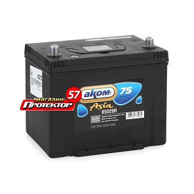 Аккумулятор AKOM Asia 75 А/ч L+ прямая EN600A 260х173х225 Стандартные