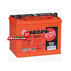 Аккумулятор ЗВЕРЬ Asia 82 А/ч R+ обратная EN750A 260x175x225 Выносные